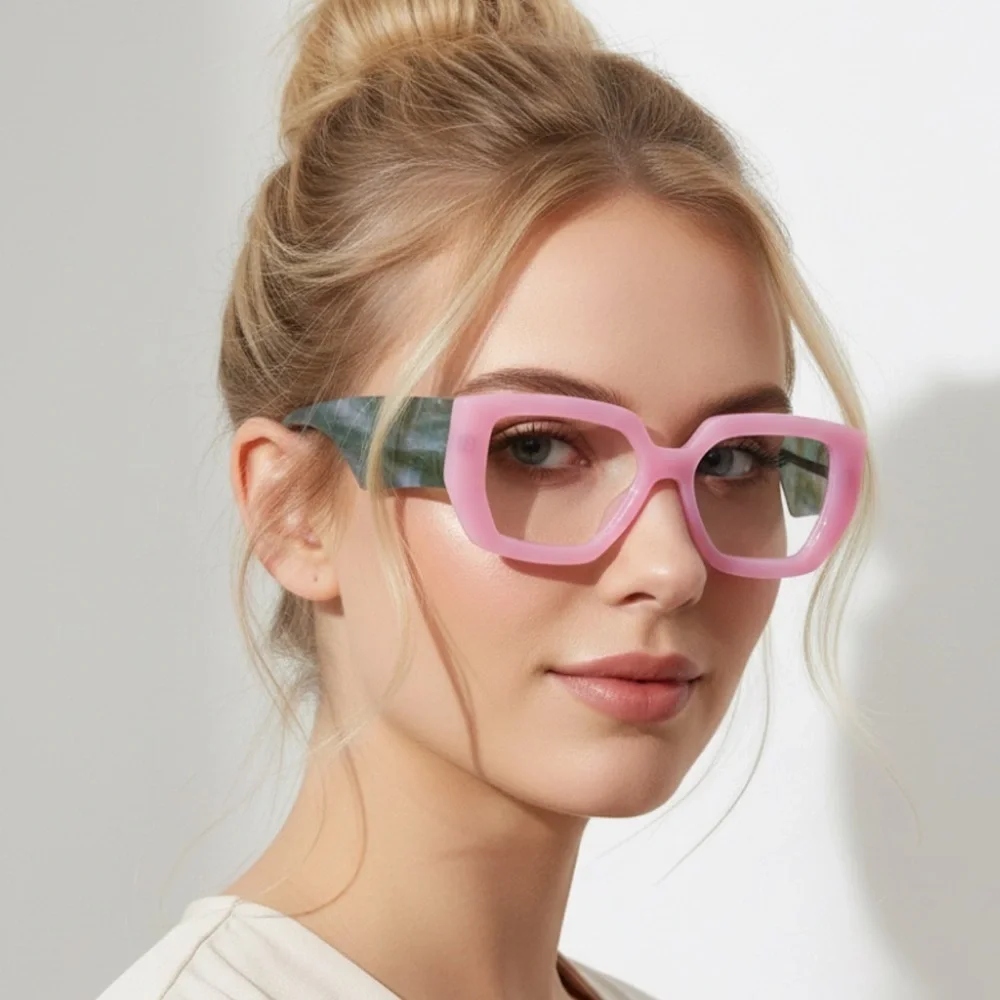 ✨Pink and Green Square Frame Glasses